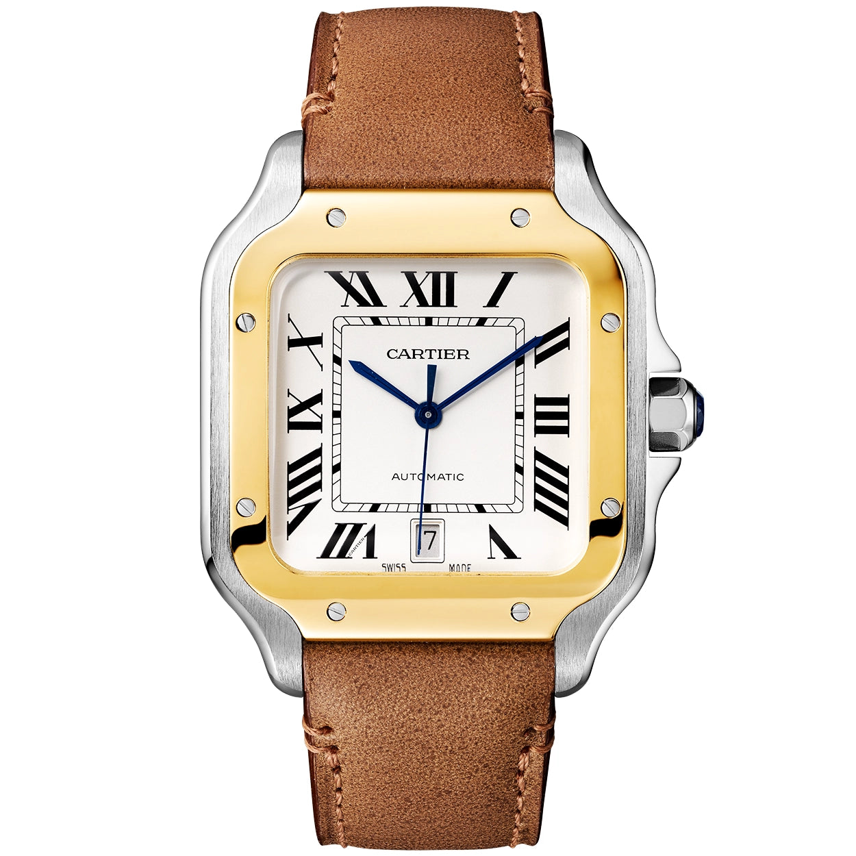 Cartier Santos de Cartier Large Steel & 18ct Yellow Gold Bracelet/Strap Watch - Berry's Jewellers