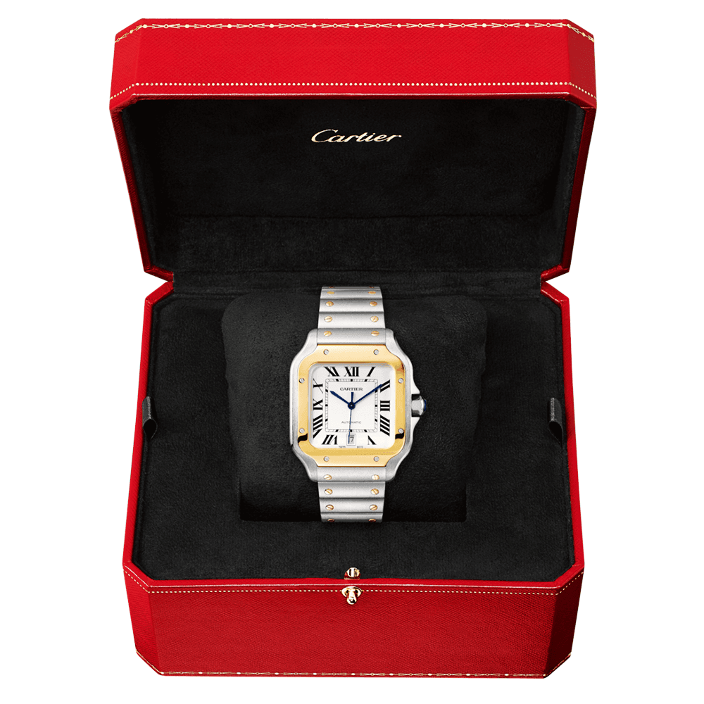 Cartier Santos de Cartier Large Steel & 18ct Yellow Gold Bracelet/Strap Watch - Berry's Jewellers