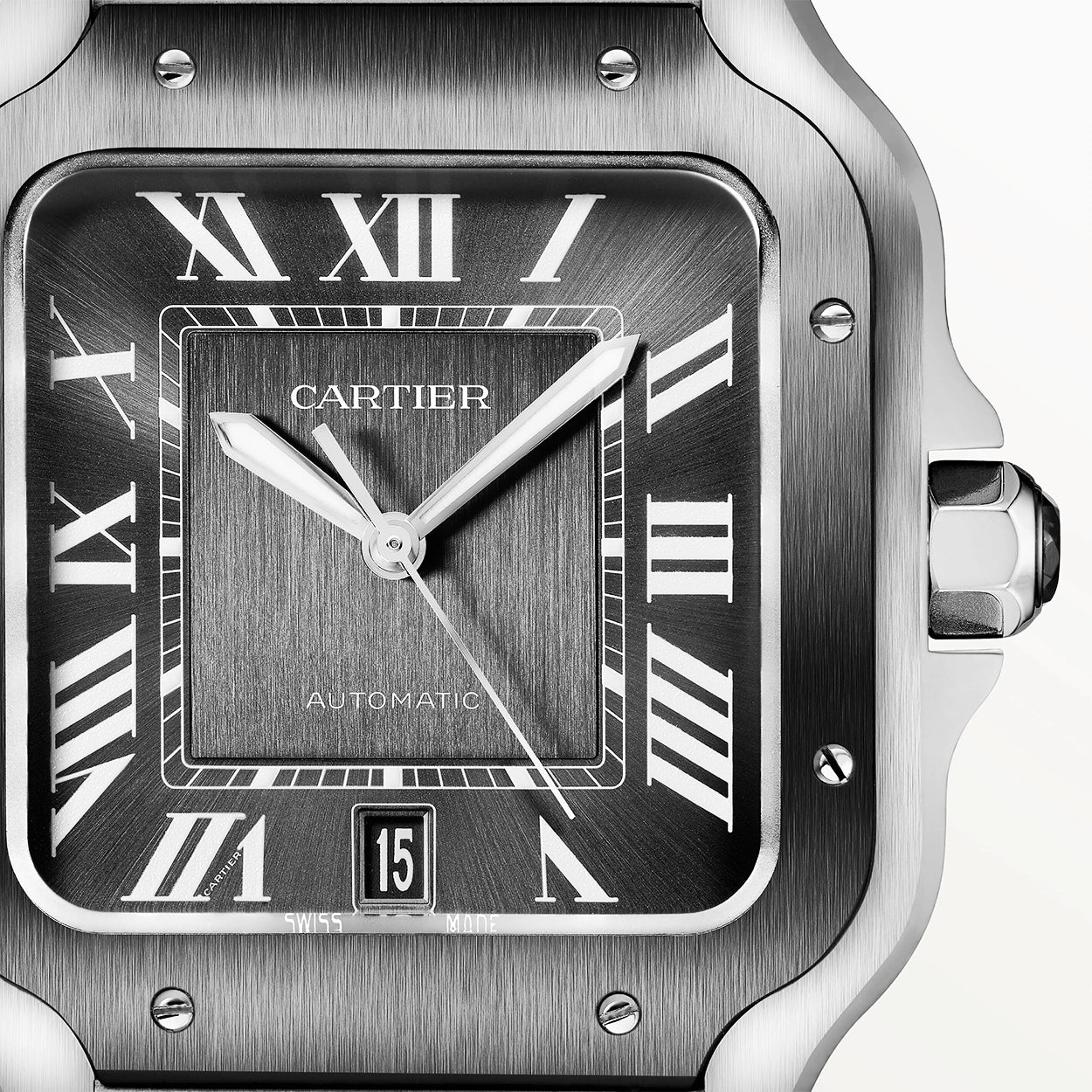 Cartier Santos de Cartier Large Steel & ADLC Grey Dial Men's Automatic Watch - Berry's Jewellers