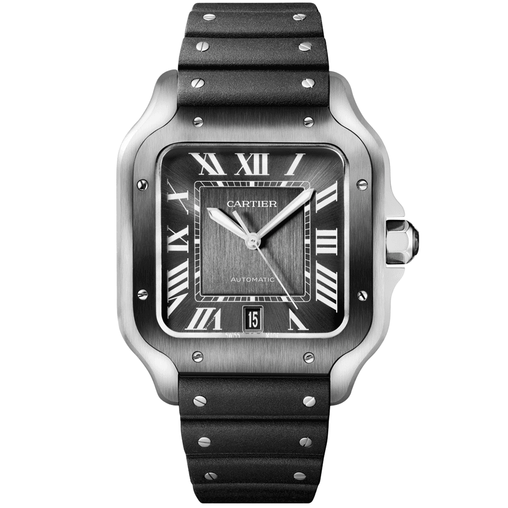 Cartier Santos de Cartier Large Steel & ADLC Grey Dial Men's Automatic Watch - Berry's Jewellers