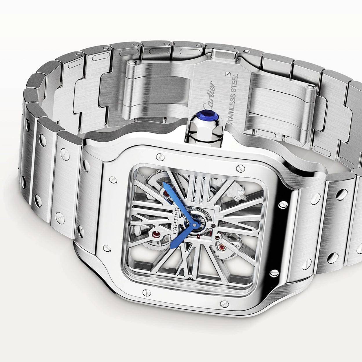 Cartier Santos de Cartier Large Steel Skeleton Dial Bracelet/Strap Watch - Berry's Jewellers