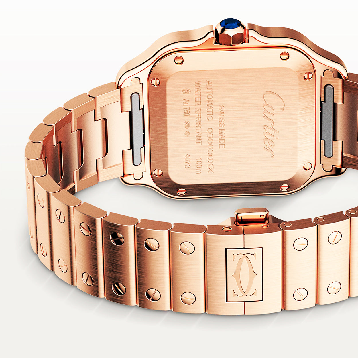 Cartier Santos de Cartier Medium Automatic 18ct Rose Gold Bracelet Watch - Berry's Jewellers