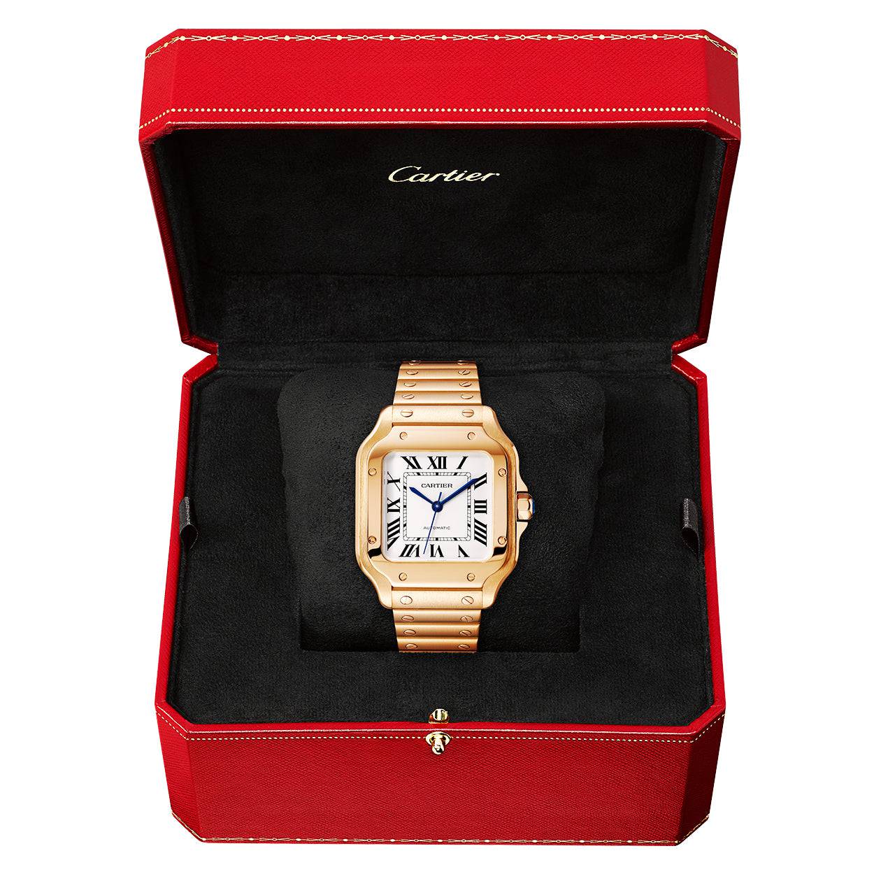 Cartier Santos de Cartier Medium Automatic 18ct Rose Gold Bracelet Watch - Berry's Jewellers