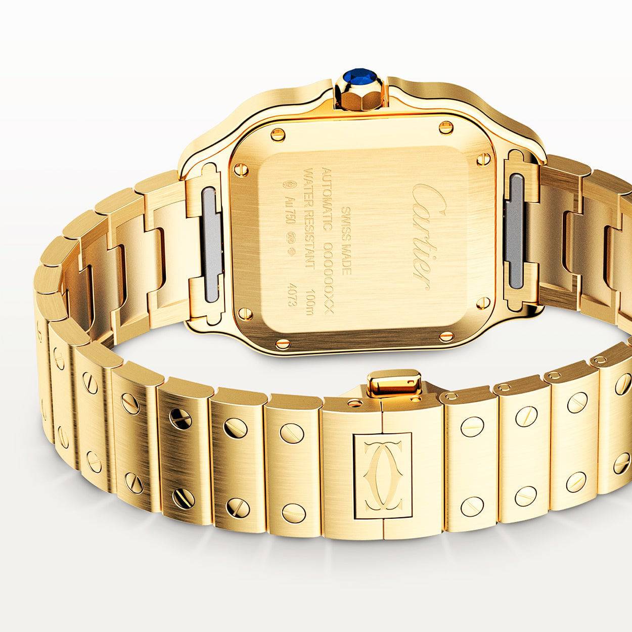 Cartier Santos de Cartier Medium Automatic 18ct Yellow Gold Bracelet Watch - Berry's Jewellers