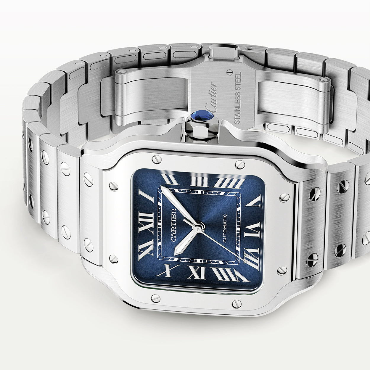 Cartier Santos de Cartier Medium Blue Dial Automatic Bracelet/Strap Watch - Berry's Jewellers