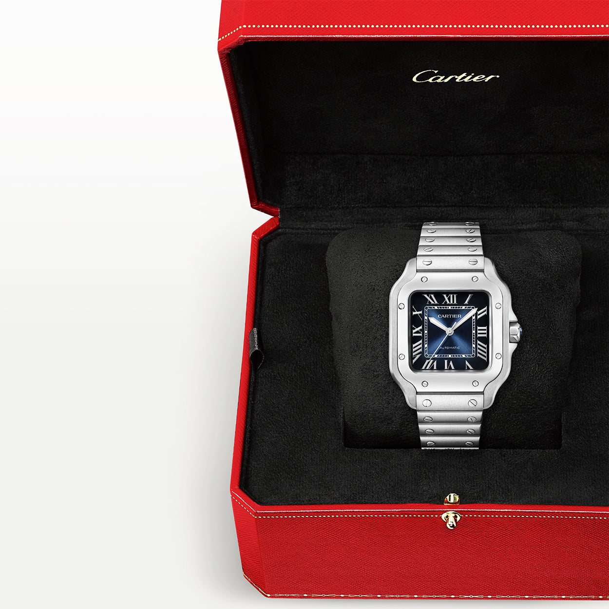 Cartier Santos de Cartier Medium Blue Dial Automatic Bracelet/Strap Watch - Berry's Jewellers