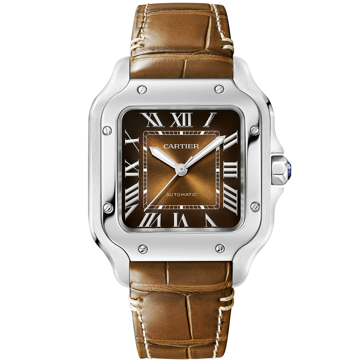 Cartier Santos de Cartier Medium Brown Dial Automatic Bracelet/Strap Watch - Berry's Jewellers