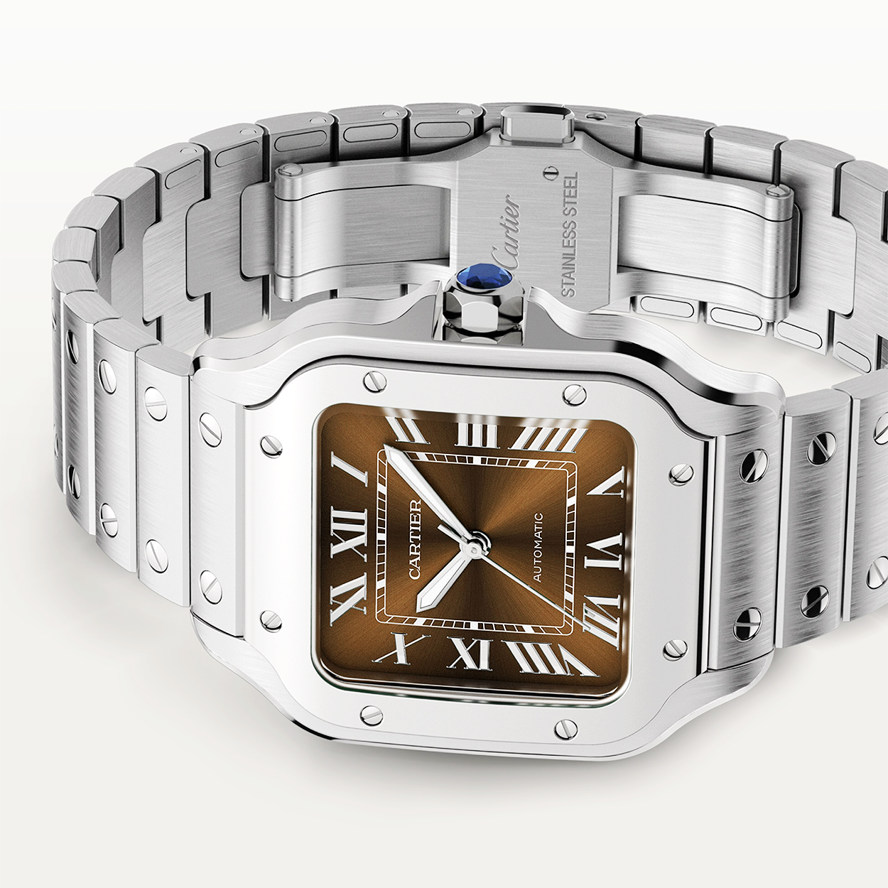 Cartier Santos de Cartier Medium Brown Dial Automatic Bracelet/Strap Watch - Berry's Jewellers