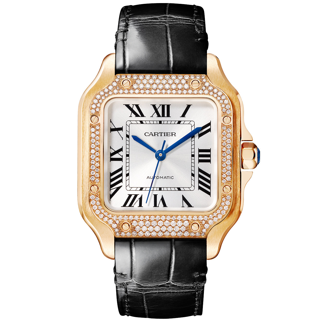 Cartier Santos de Cartier Medium Diamond Set Automatic 18ct Rose Gold Watch - Berry's Jewellers