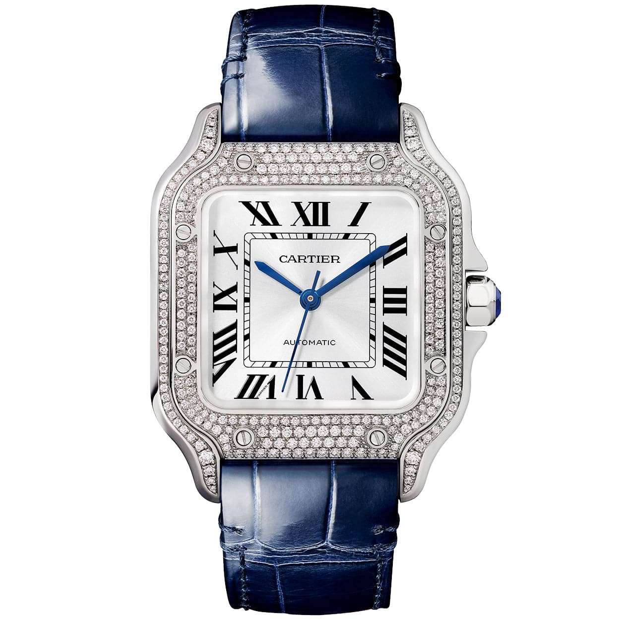 Cartier Santos de Cartier Medium Diamond Set Automatic 18ct White Gold Watch - Berry's Jewellers