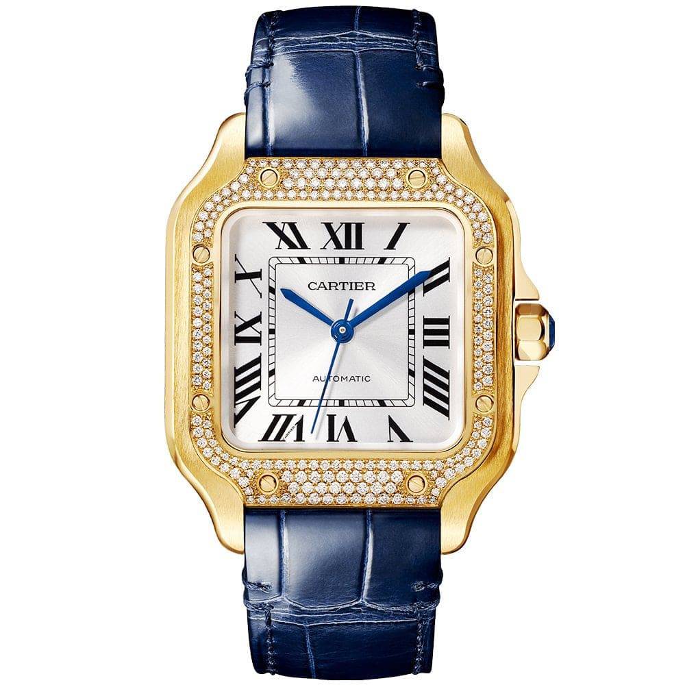 Cartier Santos de Cartier Medium Diamond Set Automatic 18ct Yellow Gold Watch - Berry's Jewellers