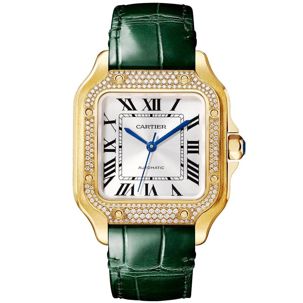 Cartier Santos de Cartier Medium Diamond Set Automatic 18ct Yellow Gold Watch - Berry's Jewellers