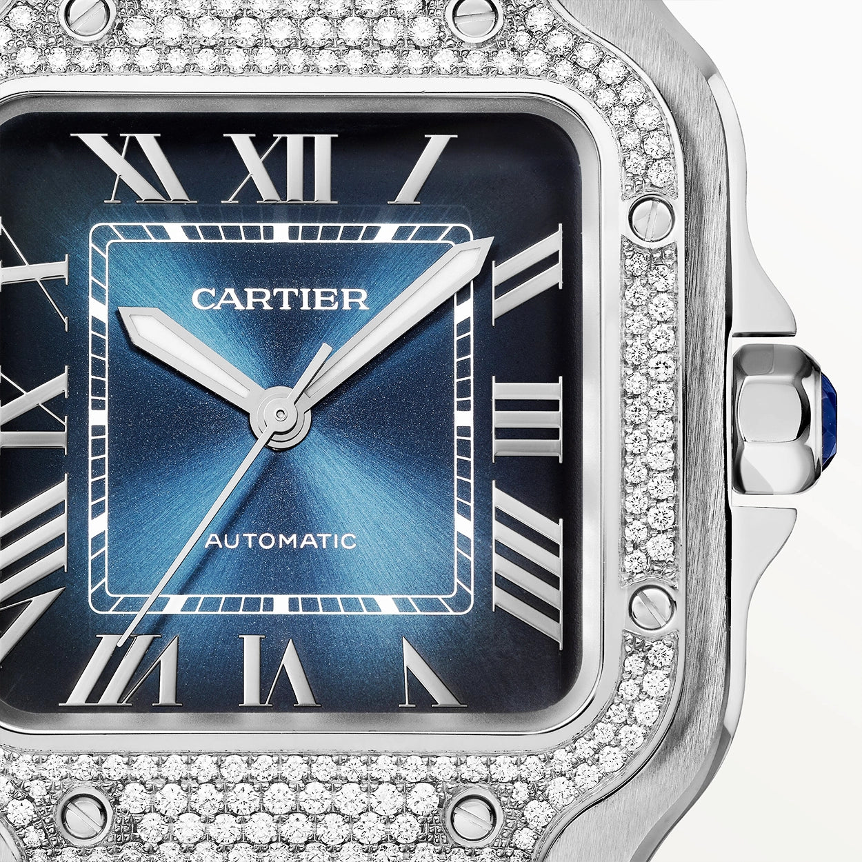 Cartier Santos de Cartier Medium Diamond Set Automatic Steel Bracelet/Strap Watch - Berry's Jewellers