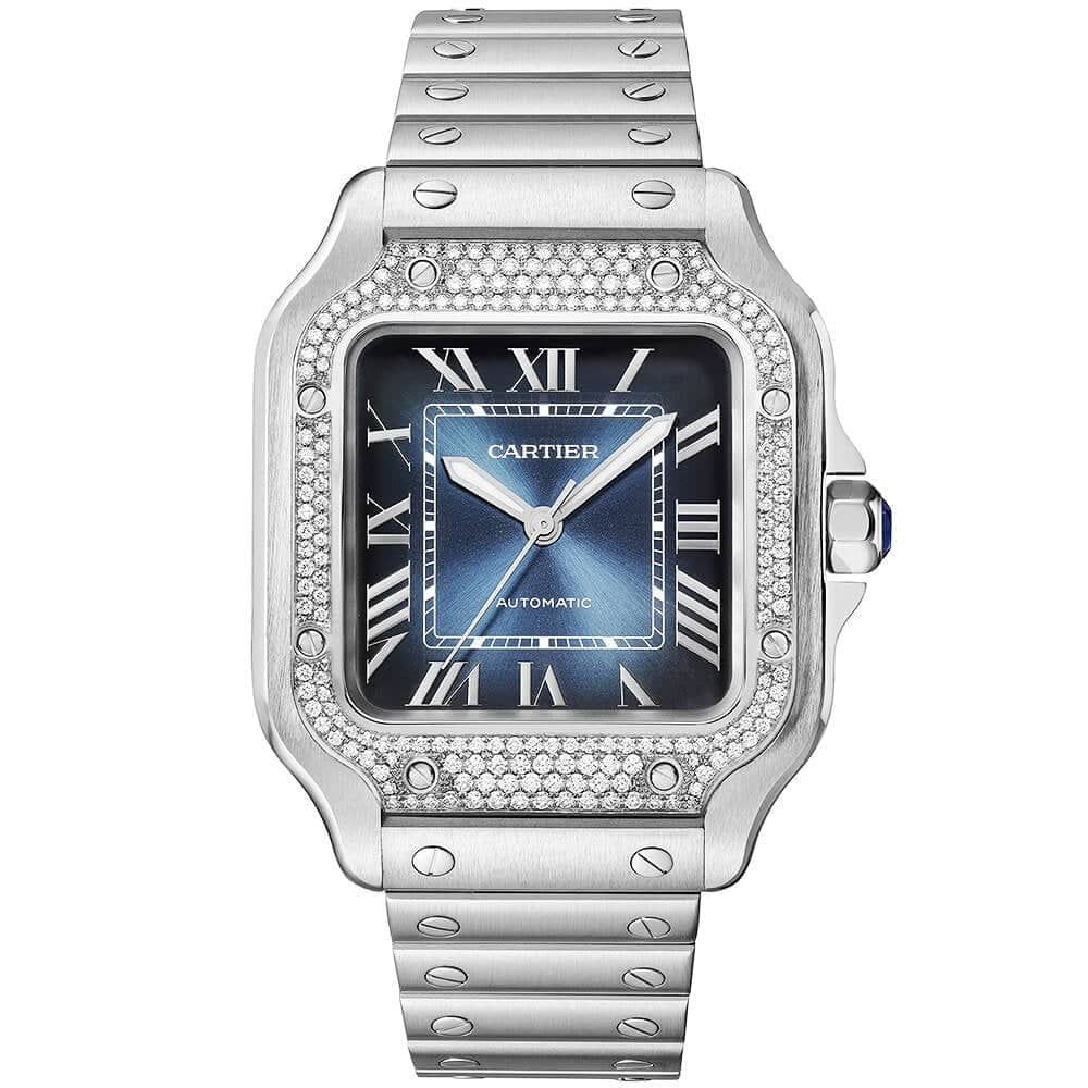 Cartier Santos de Cartier Medium Diamond Set Automatic Steel Bracelet/Strap Watch - Berry's Jewellers