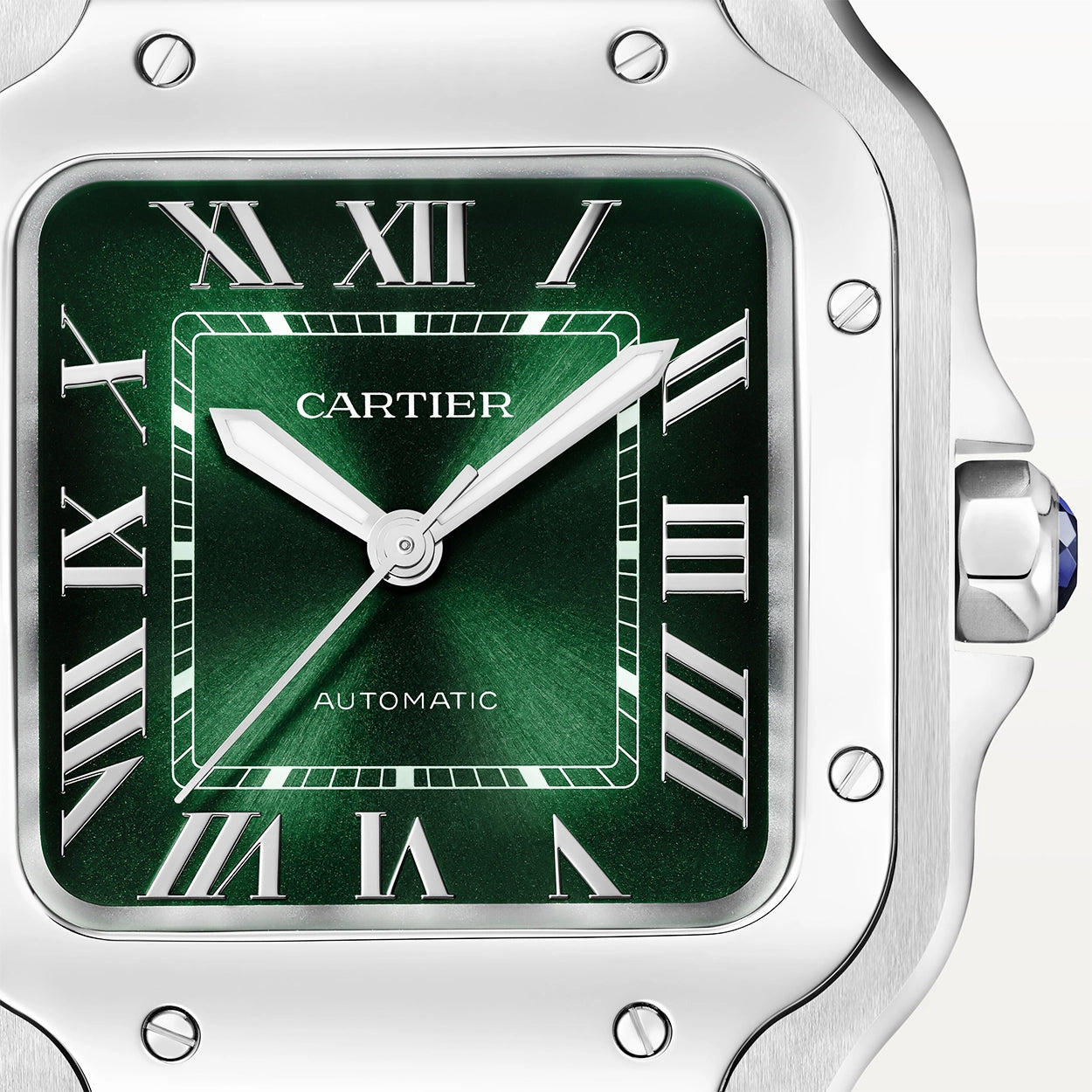 Cartier Santos de Cartier Medium Smoky Green Dial Automatic Bracelet/Strap Watch - Berry's Jewellers