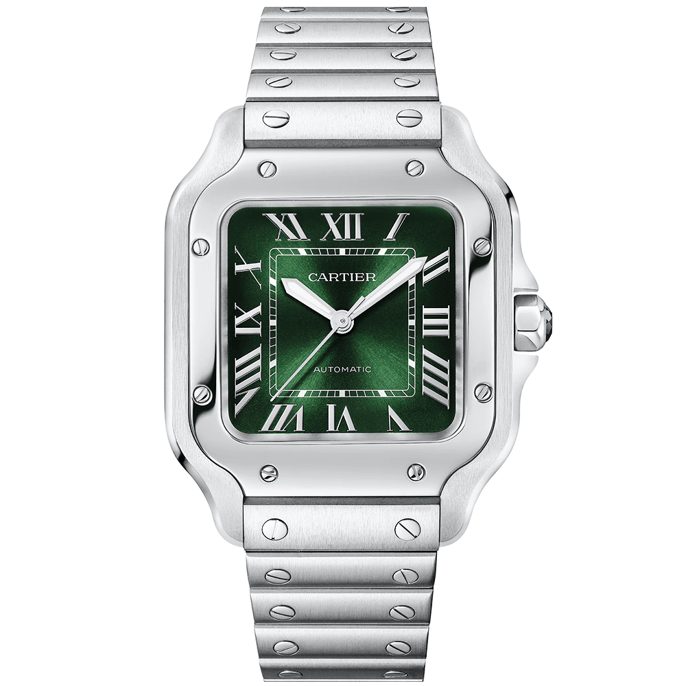 Cartier Santos de Cartier Medium Smoky Green Dial Automatic Bracelet/Strap Watch - Berry's Jewellers