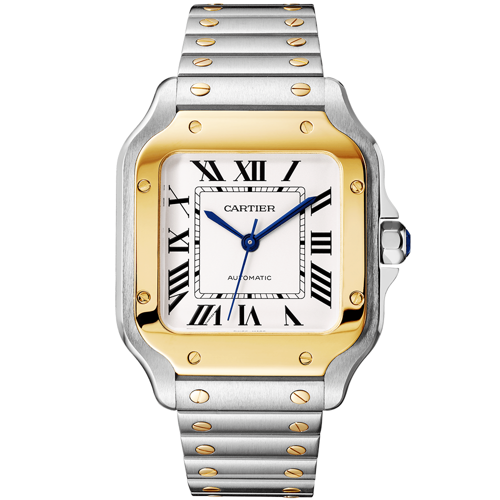 Cartier Santos de Cartier Medium Steel & 18ct Yellow Gold Bracelet/Strap Watch - Berry's Jewellers