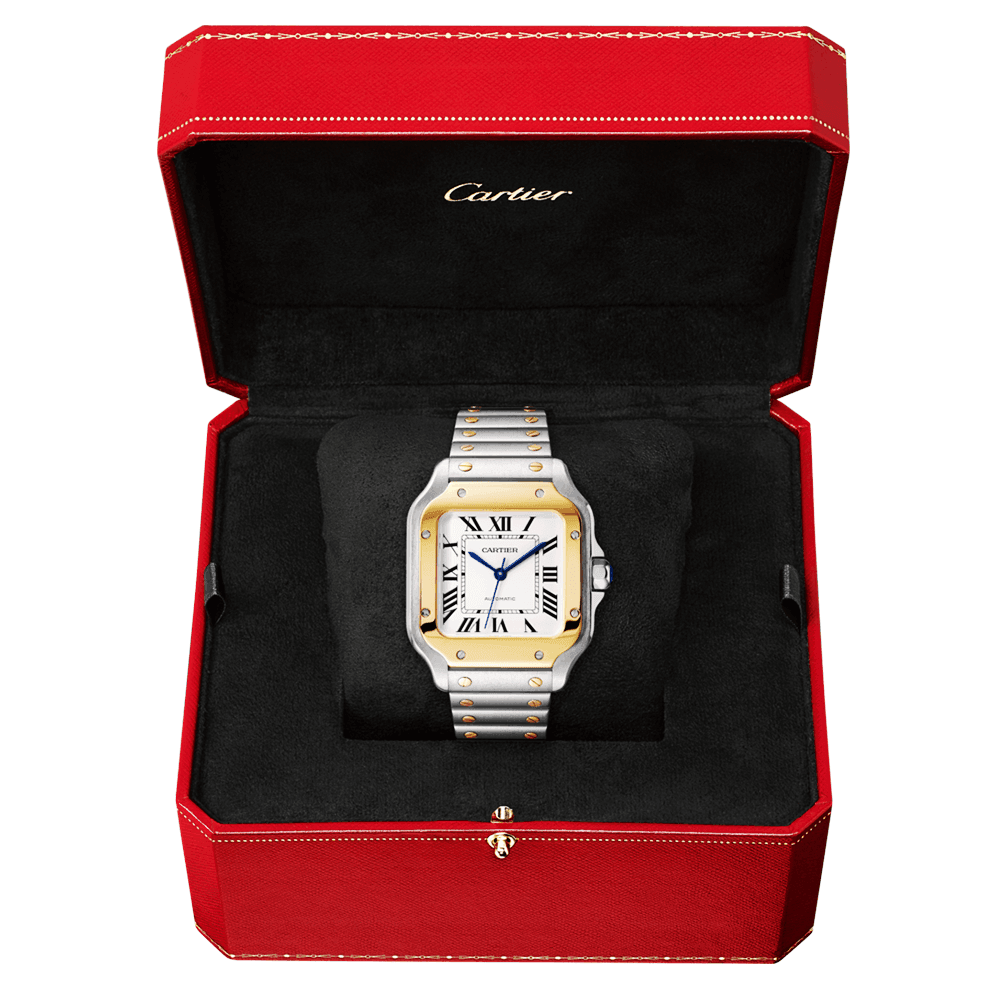 Cartier Santos de Cartier Medium Steel & 18ct Yellow Gold Bracelet/Strap Watch - Berry's Jewellers