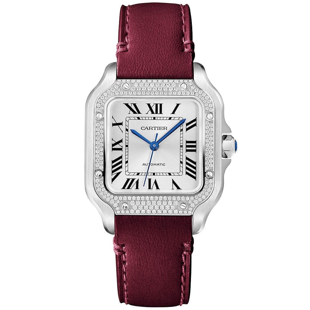 Cartier Santos de Cartier Medium Steel Diamond Set Bezel Bracelet/Strap Watch - Berry's Jewellers