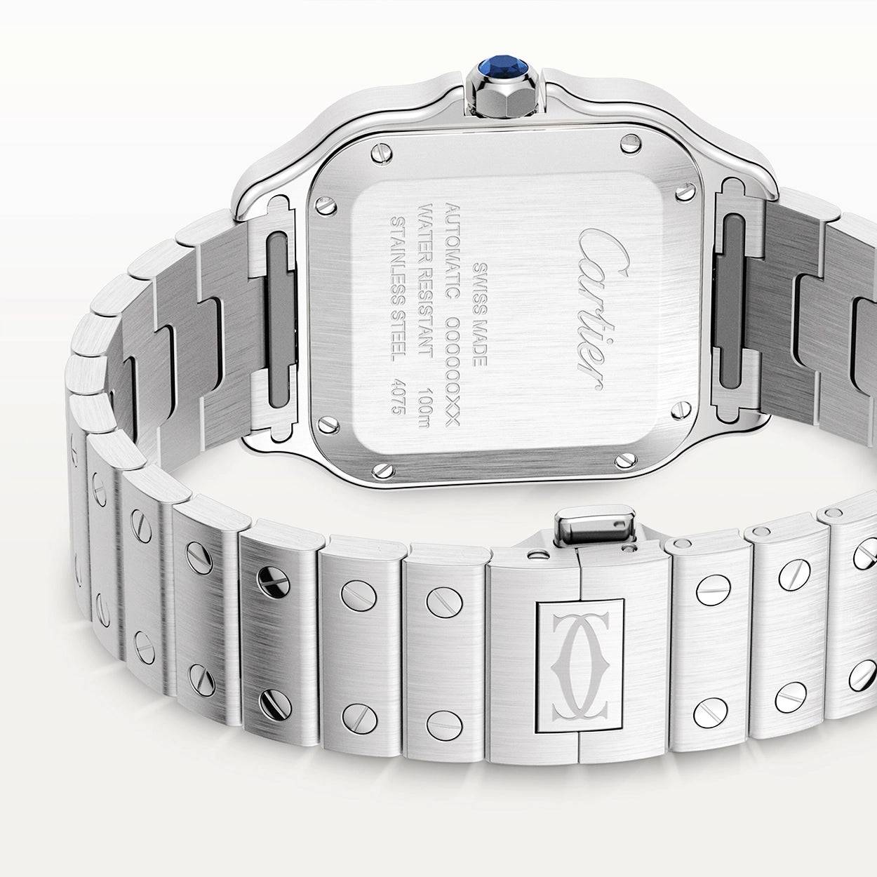 Cartier Santos de Cartier Medium Steel Diamond Set Bezel Bracelet/Strap Watch - Berry's Jewellers