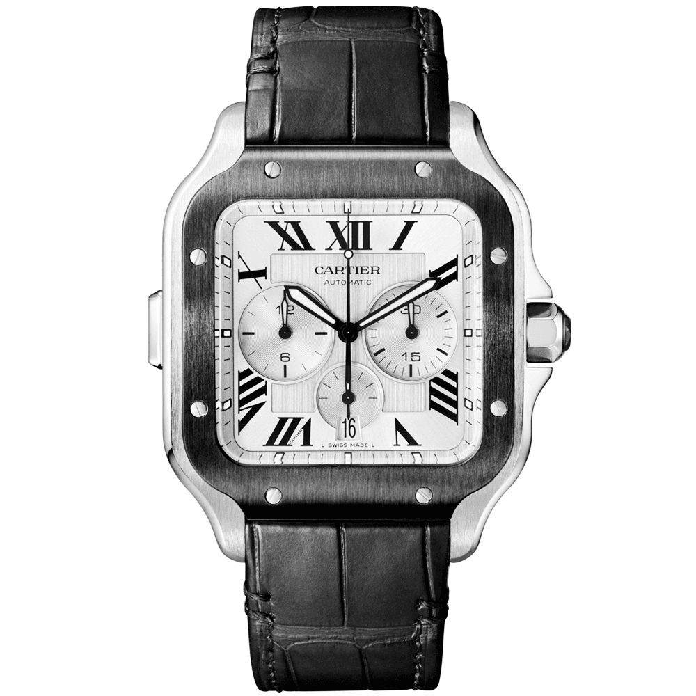 Cartier Santos de Cartier XL Chronograph Rubber/Leather Strap Watch - Berry's Jewellers