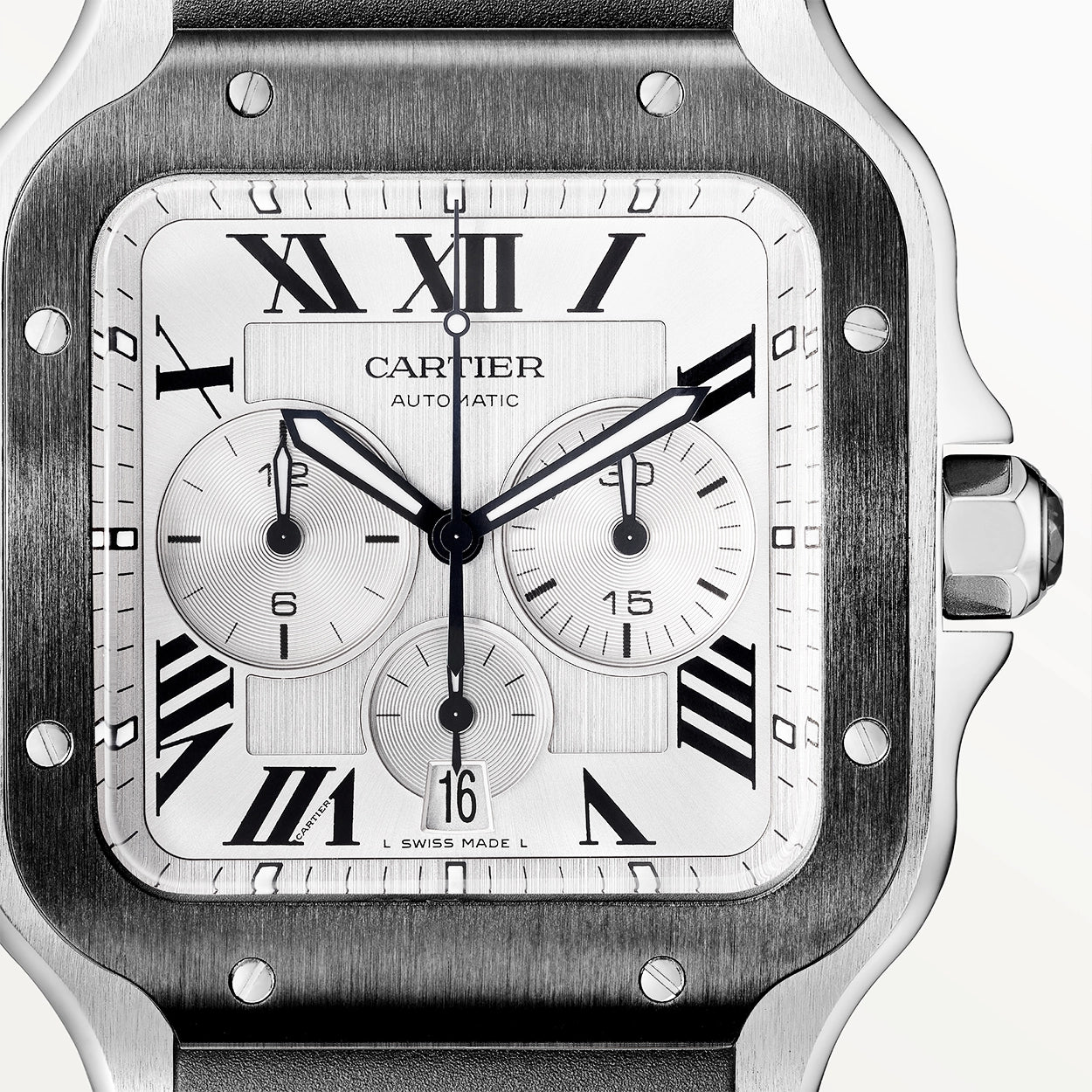 Cartier Santos de Cartier XL Chronograph Rubber/Leather Strap Watch - Berry's Jewellers