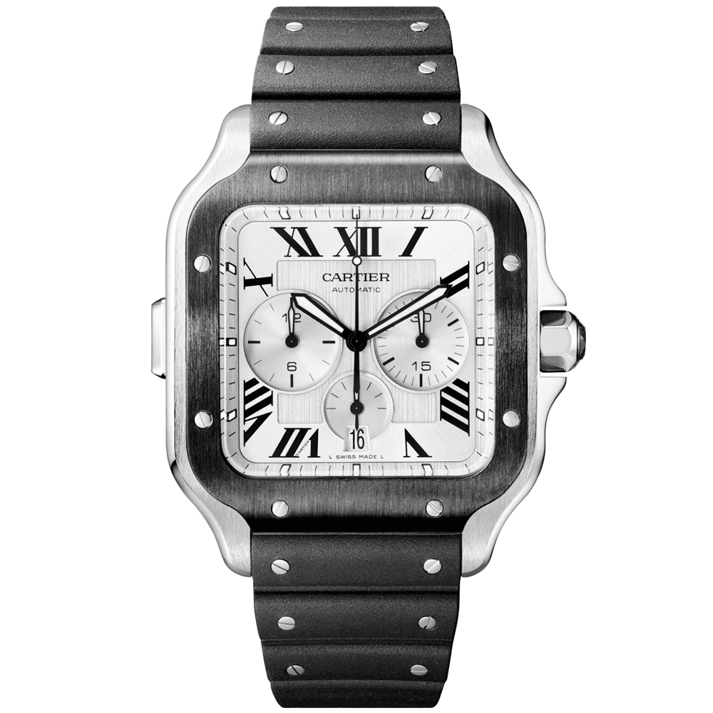 Cartier Santos de Cartier XL Chronograph Rubber/Leather Strap Watch - Berry's Jewellers