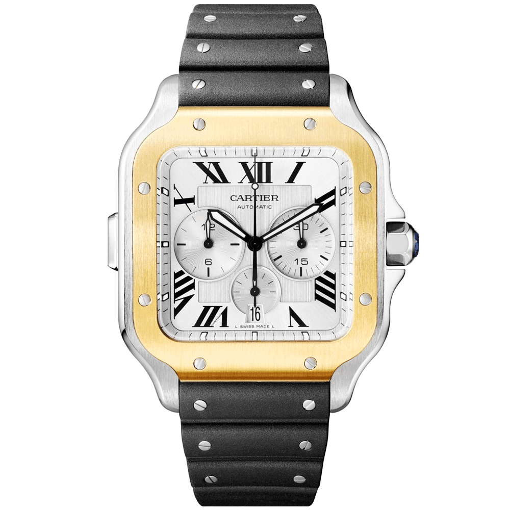 Cartier Santos de Cartier XL Chronograph Steel & 18ct Yellow Gold Watch - Berry's Jewellers