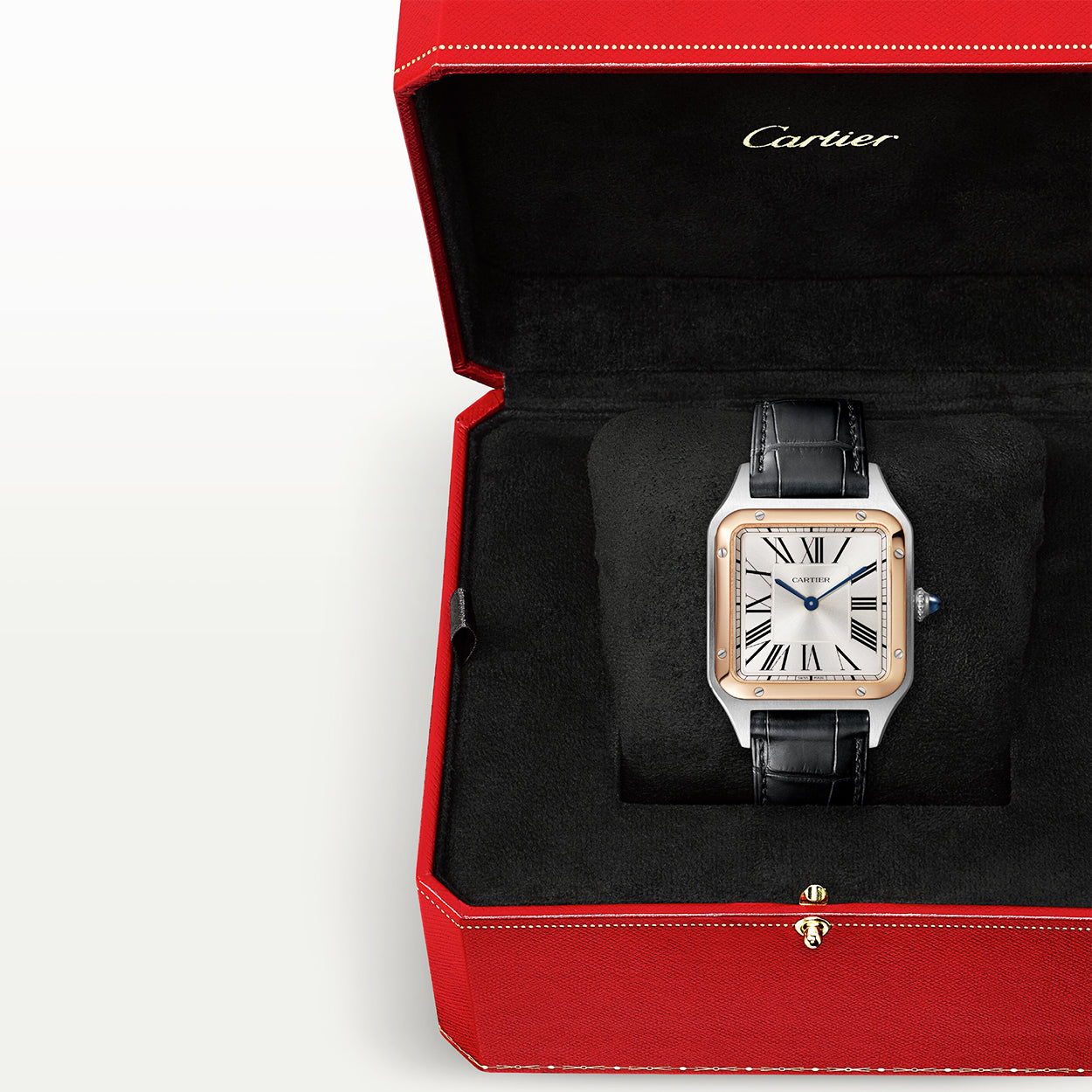 Cartier Santos-Dumont Large & 18ct Pink Gold Steel Strap Watch - Berry's Jewellers