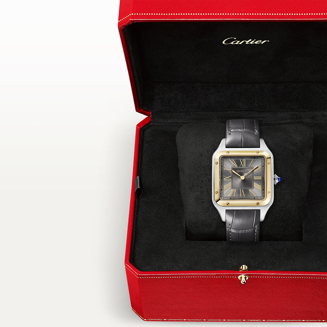 Cartier Santos-Dumont Large Steel & 18ct Yellow Gold Strap Watch - Berry's Jewellers