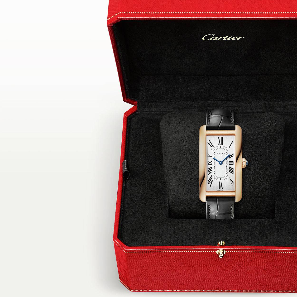 Cartier Tank Américaine Large 18ct Rose Gold Leather Strap Watch - Berry's Jewellers