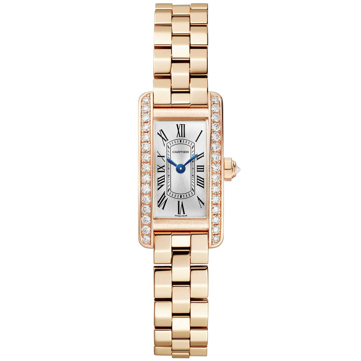 Cartier Tank Américaine Mini 18ct Rose Gold Diamond Bezel Bracelet Watch - Berry's Jewellers