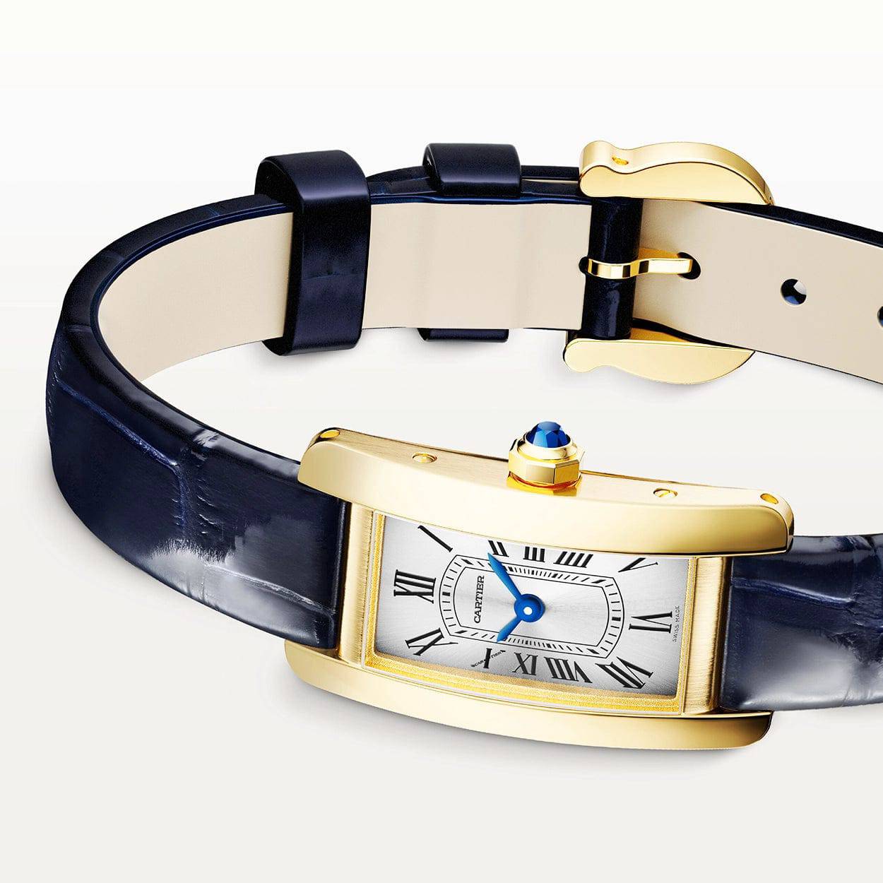 Tank Américaine Mini 18ct Yellow Gold Ladies Strap Watch