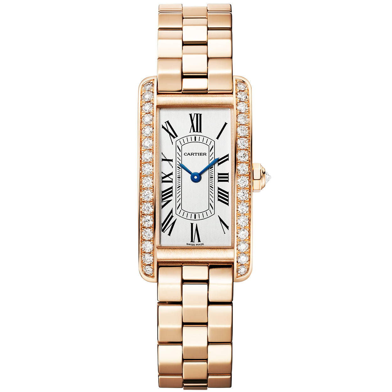 Tank Américaine Small 18ct Rose Gold Diamond Set Bracelet Watch