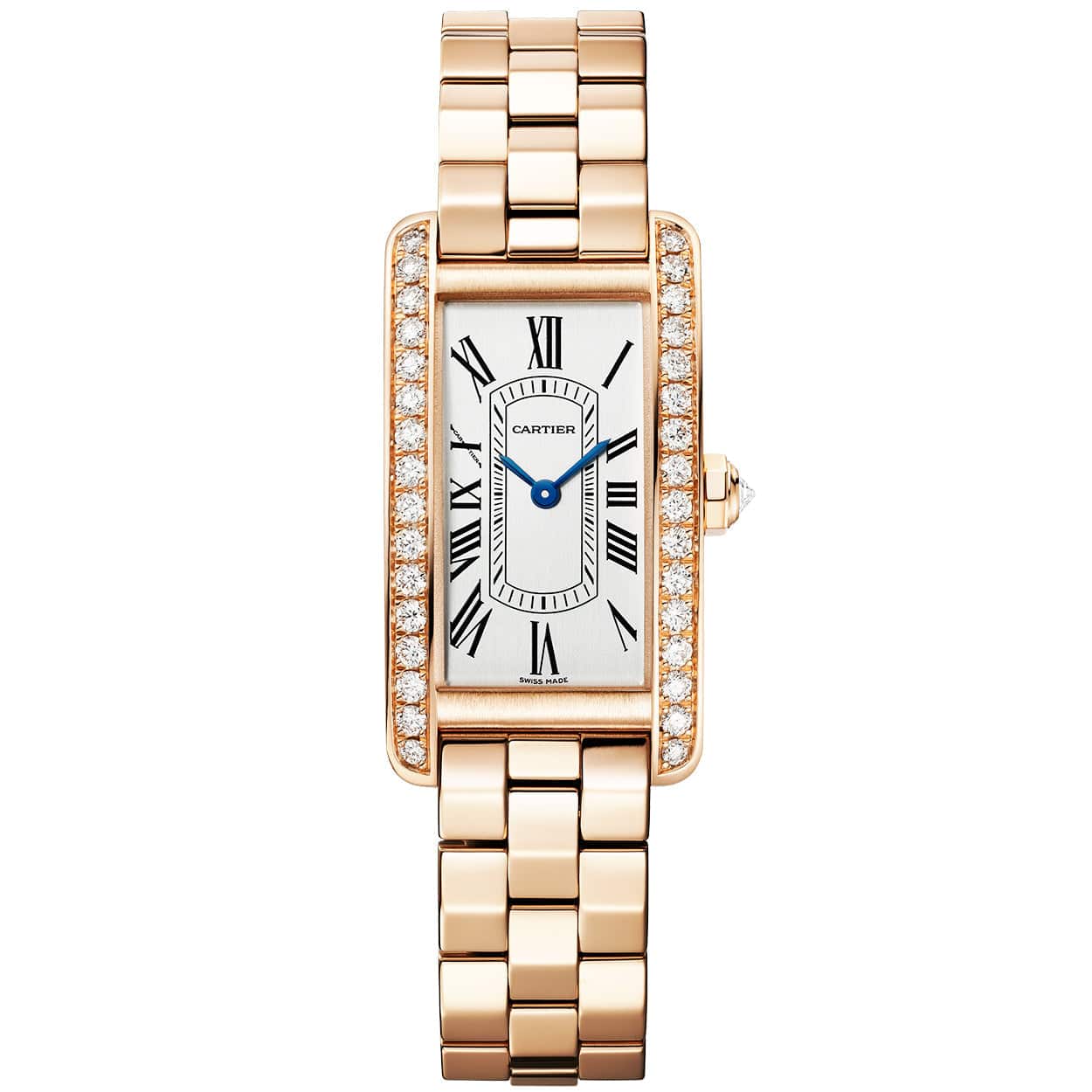 Cartier Tank Américaine Small 18ct Rose Gold Diamond Set Bracelet Watch - Berry's Jewellers