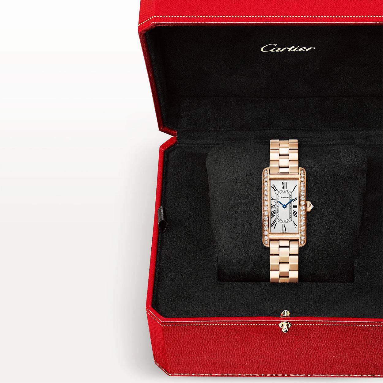 Cartier Tank Américaine Small 18ct Rose Gold Diamond Set Bracelet Watch - Berry's Jewellers