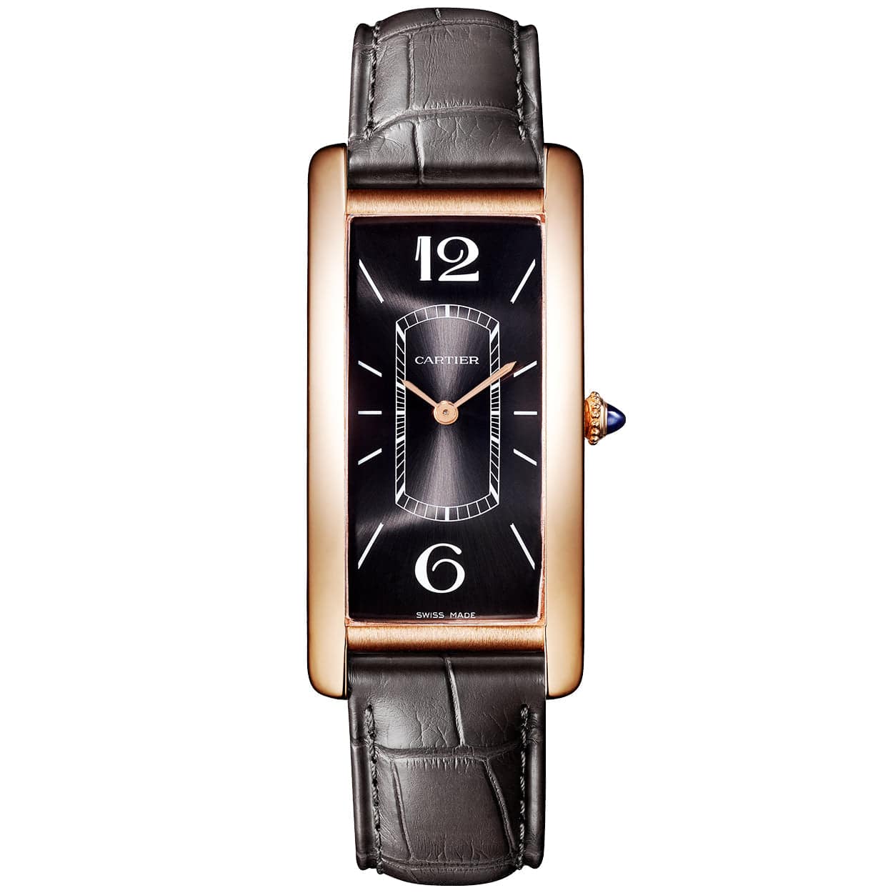 Cartier Tank Cintree Large 18ct Rose Gold Black Dial Strap Watch - Berry's Jewellers