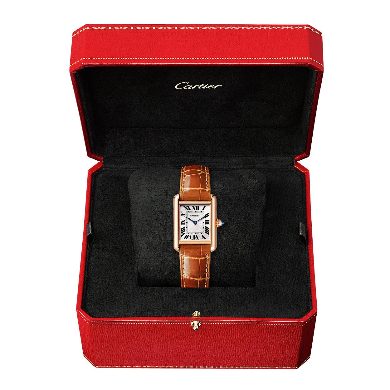 Cartier Tank Louis Cartier 18ct Pink Gold Small Model Leather Strap Watch - Berry's Jewellers