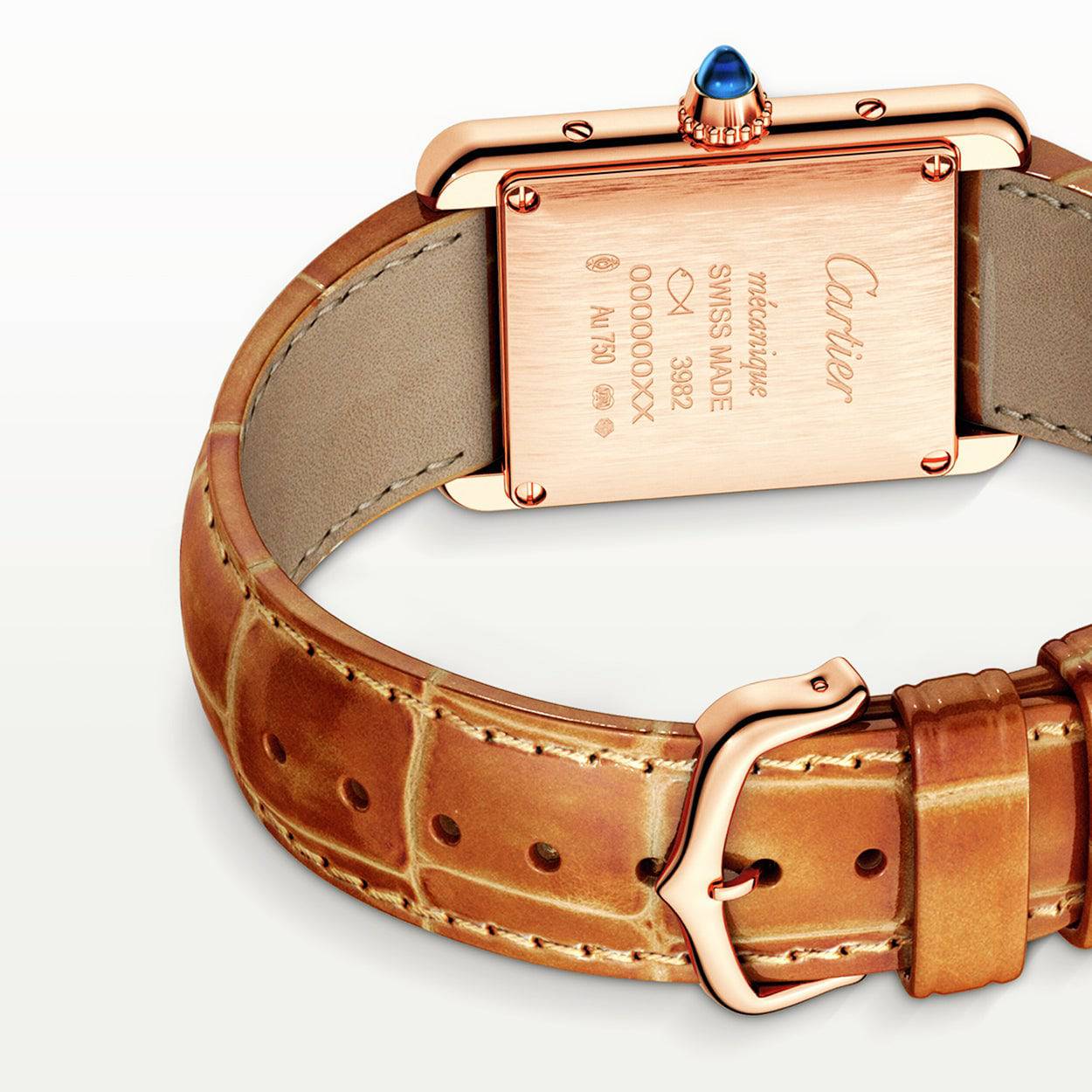 Cartier Tank Louis Cartier 18ct Pink Gold Small Model Leather Strap Watch - Berry's Jewellers