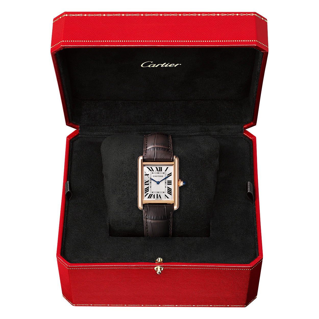 Cartier Tank Louis Cartier 18ct Rose Gold Large Model Leather Strap Watch - Berry's Jewellers