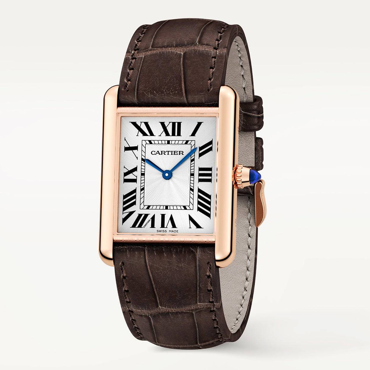 Cartier Tank Louis Cartier 18ct Rose Gold Large Model Leather Strap Watch - Berry's Jewellers