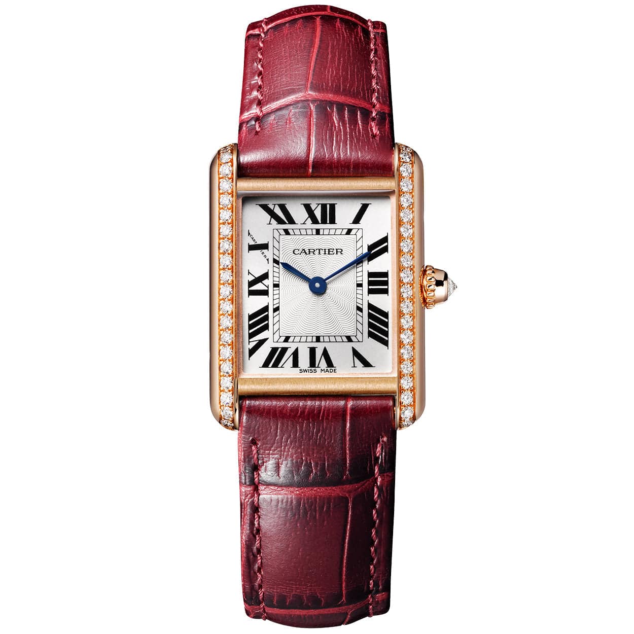 Cartier Tank Louis Cartier Small 18ct Rose Gold Diamond Set Strap Watch - Berry's Jewellers