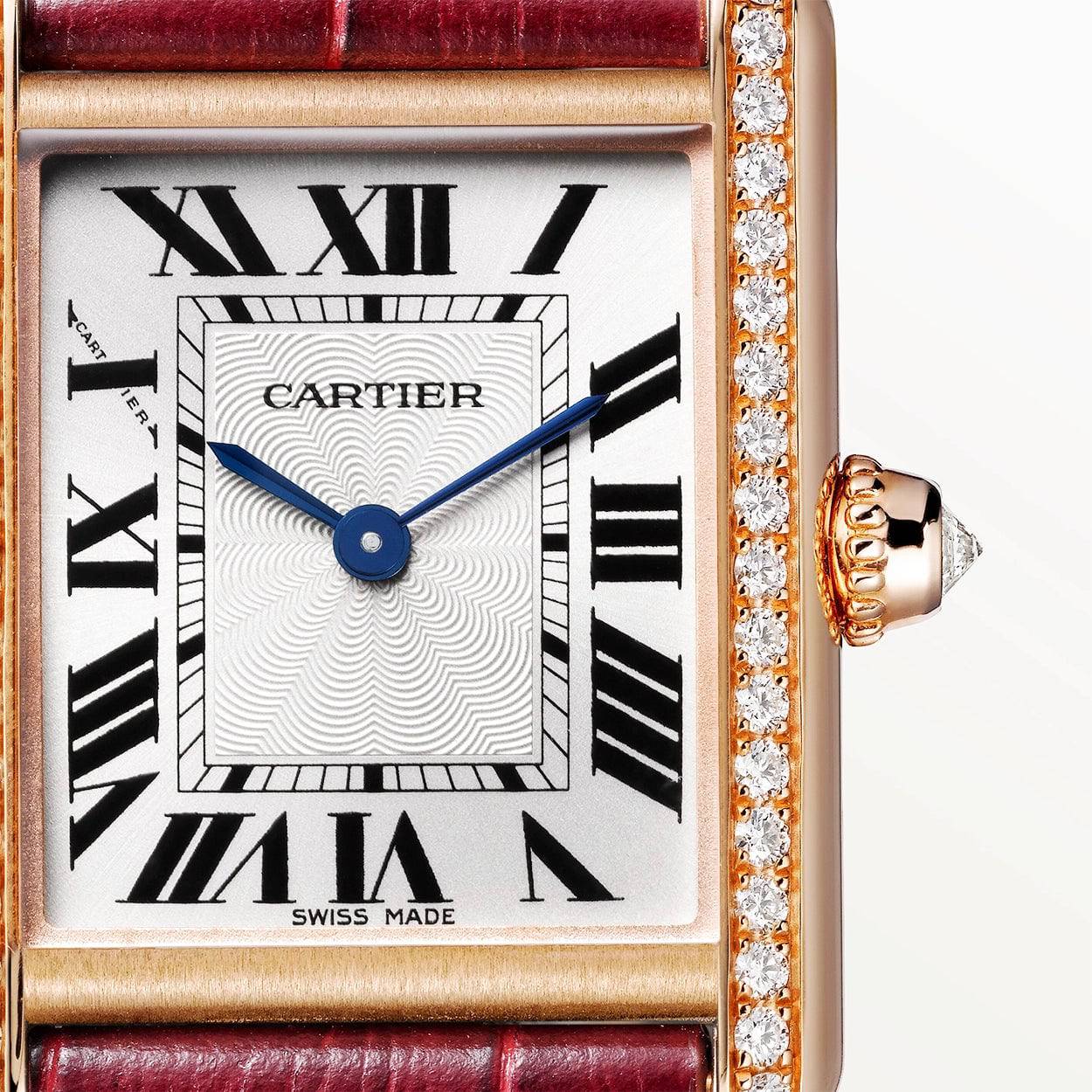 Cartier Tank Louis Cartier Small 18ct Rose Gold Diamond Set Strap Watch - Berry's Jewellers