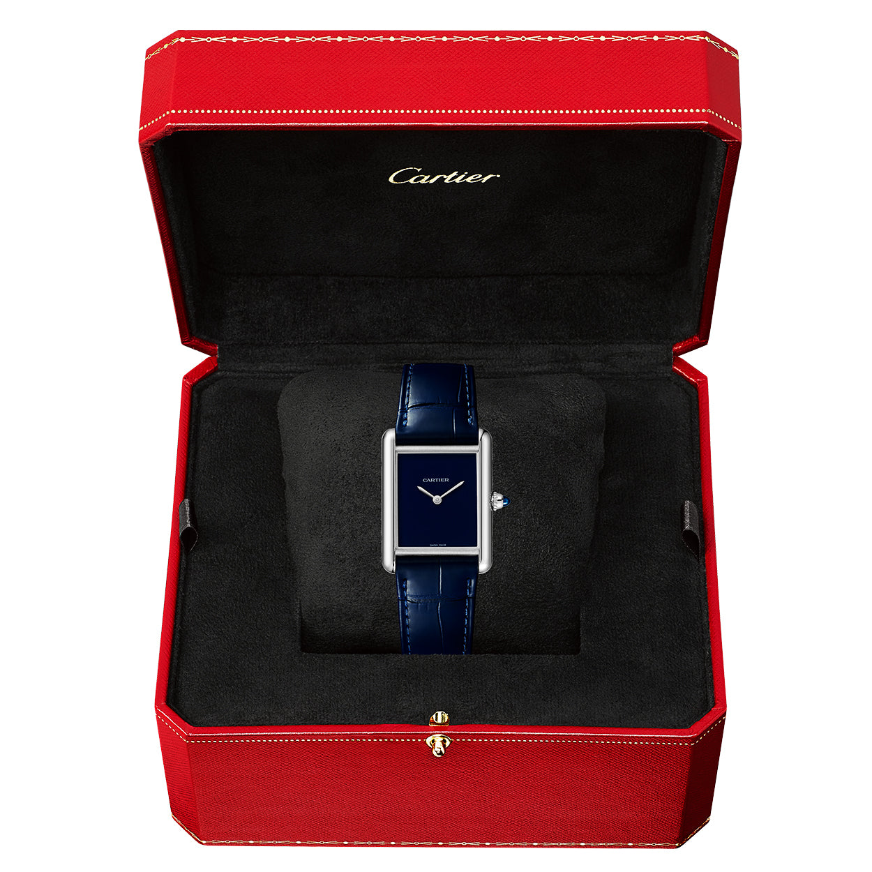 Cartier Tank Must Blue Dial & Leather Strap Watch - Berry's Jewellers