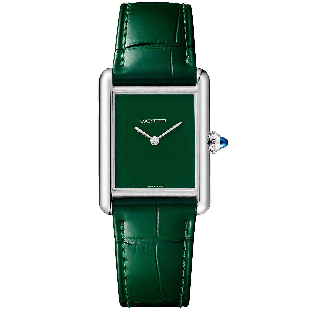 Cartier Tank Must Green Dial & Leather Strap Watch - Berry's Jewellers