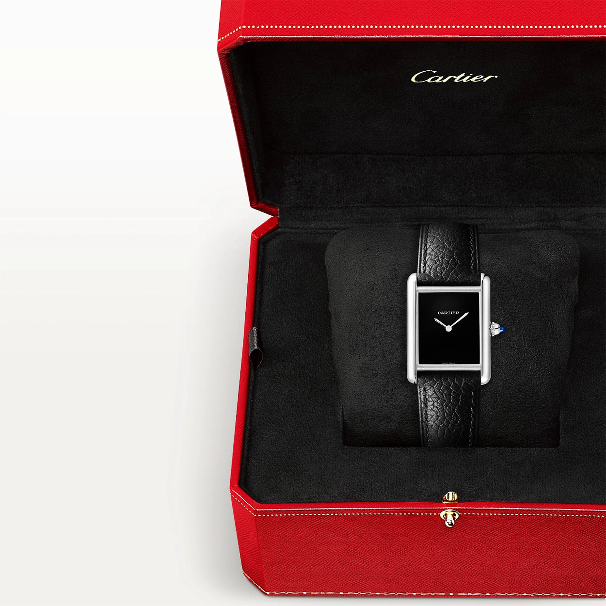 Cartier Tank Must Large Black Dial & Calf Leather Strap Watch - Berry's Jewellers