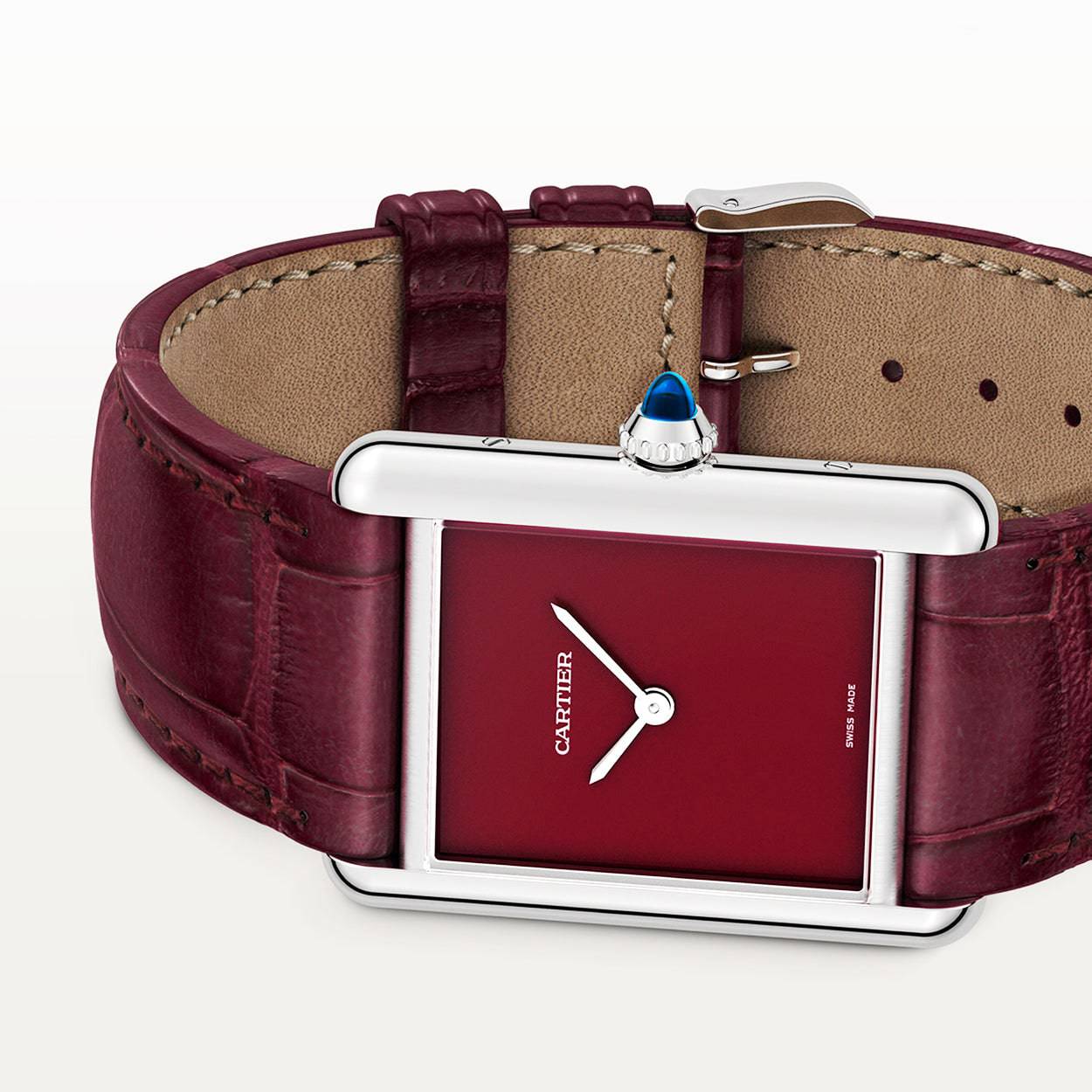 Cartier Tank Must Red Dial & Leather Strap Watch - Berry's Jewellers