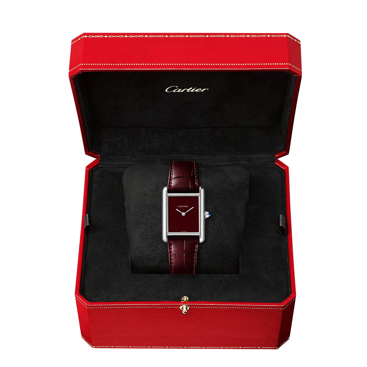 Cartier Tank Must Red Dial & Leather Strap Watch - Berry's Jewellers