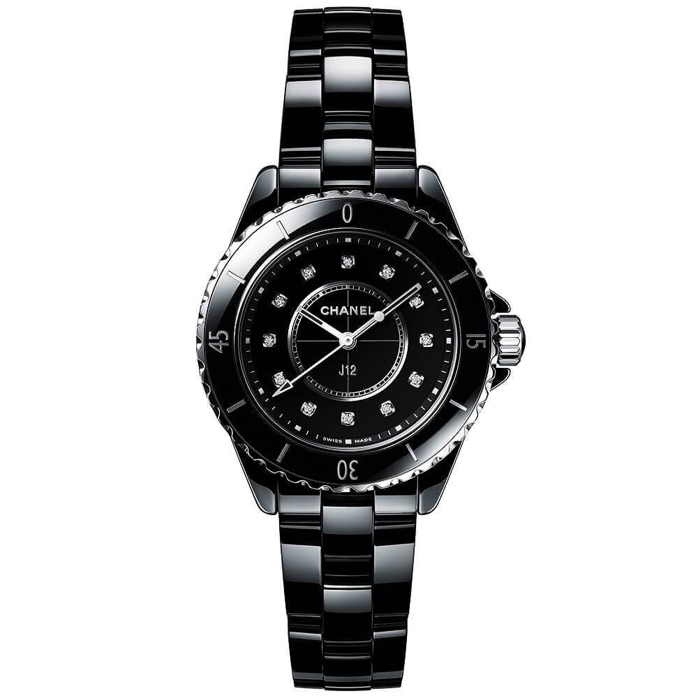 CHANEL J12 33mm Black Ceramic Ladies Diamond Dial Bracelet Watch - Berry's Jewellers