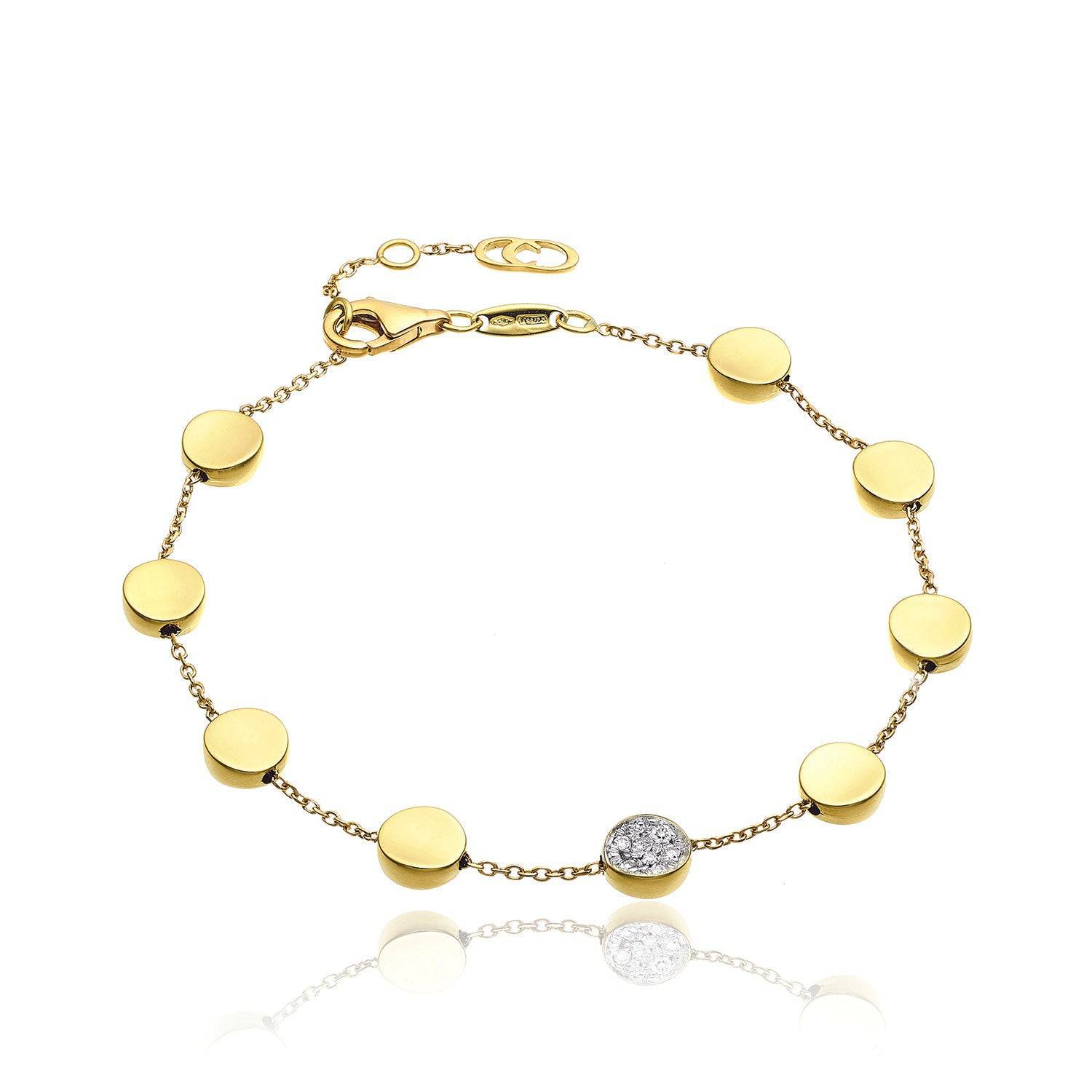 Chimento Armillas Glow 18ct Yellow Gold Flat Circle Diamond Pave Set Bracelet - Berry's Jewellers